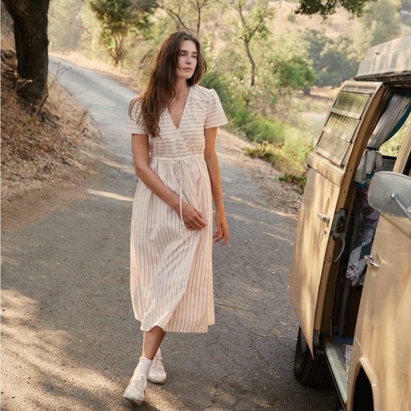 Christy Dawn Dresses & Skirts - 🚨 S O L D 🚨 Christy Dawn “washed thulian embroidered striped”, stripe dress xs